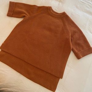 COS burnt orange short sleeve sweater, size XS